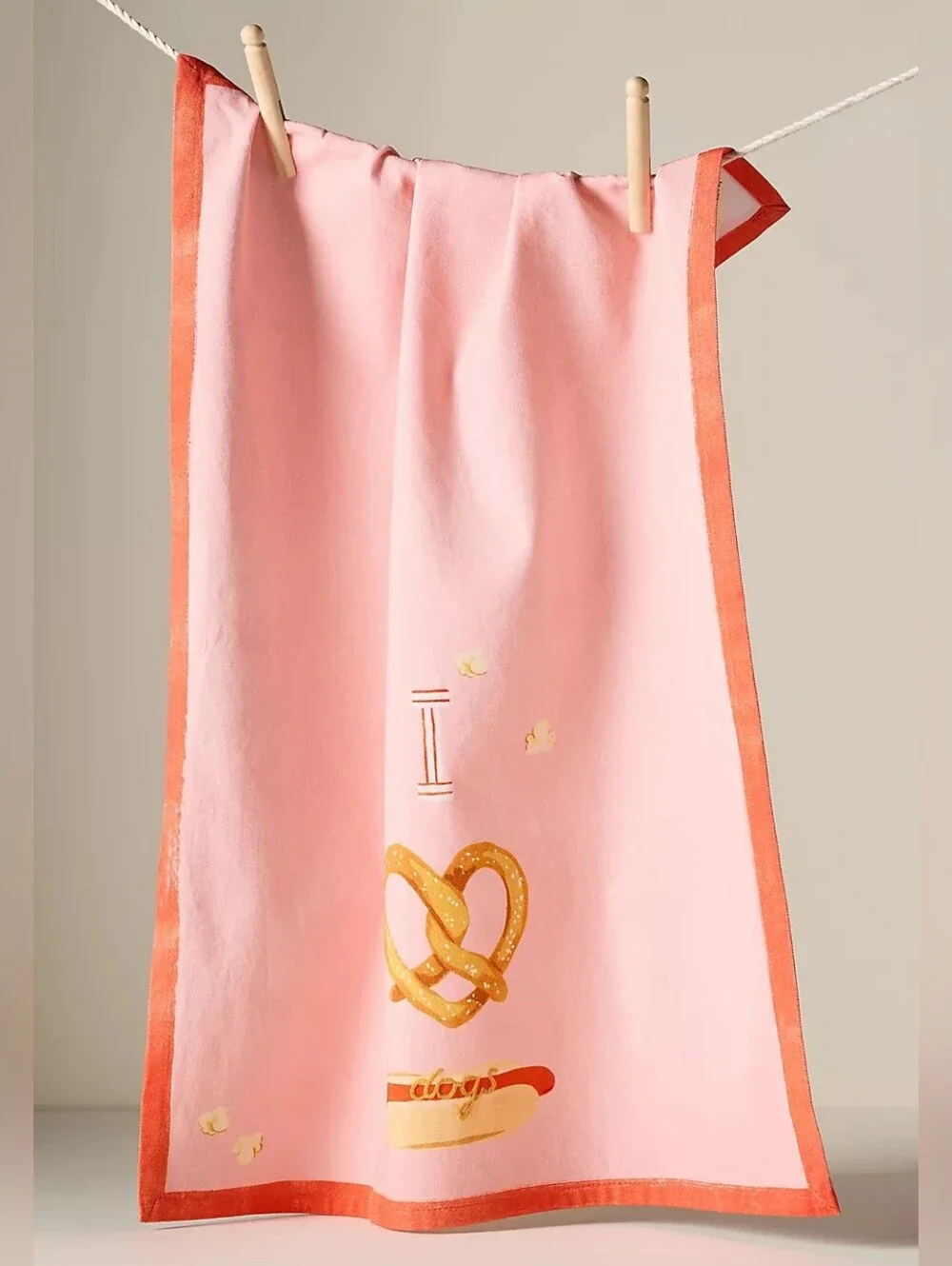 Anthropologie I Love Dogs Pretzel Dish Towel, NWT